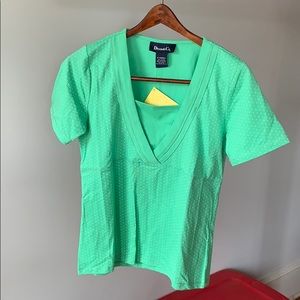DENIM&Co green polka dot top